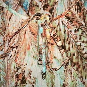 Melissa Paige Multicolor Feather Pattern Blouse